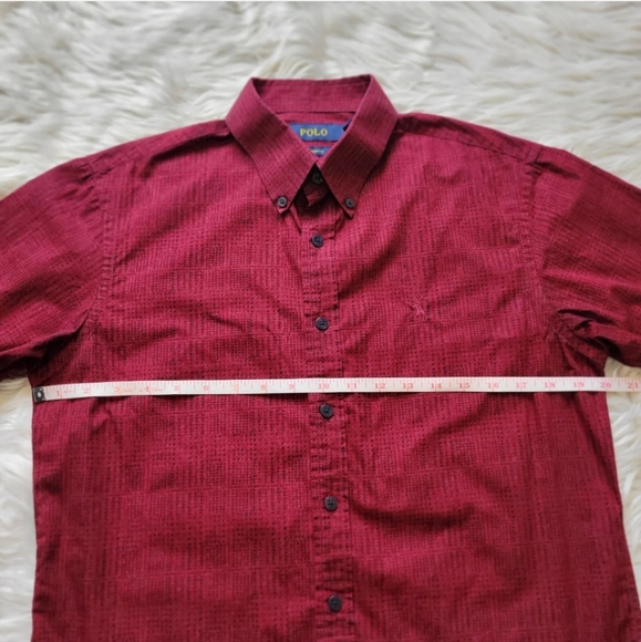 Ralph Lauren Polo Short Sleeve Button Down Shirt Red Small 15 1/2 Custom Fit. - Picture 5 of 8